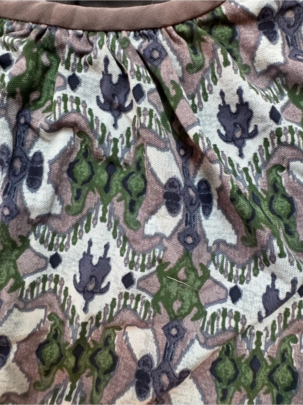 Tory Burch Cap Sleeve Patterned Sheath Dress in Gray and Green